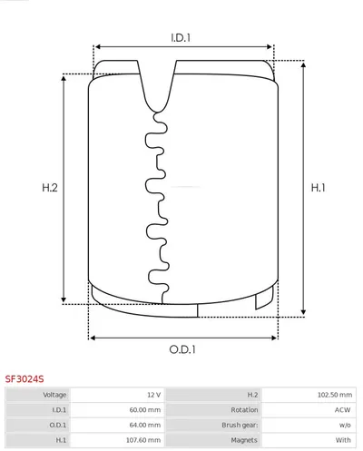Déviation d'excitation, moteur de démarrage AS-PL SF3024S