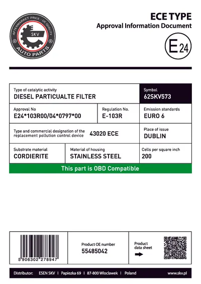 Filtre à particules / à suie, échappement Opel INSIGNIA A · Opel INSIGNIA A Saloon · Opel INSIGNIA A Sports Tourer