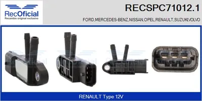 Transmetteur de pression, contrôle des gaz d'échappement Nissan INTERSTAR Bus · Nissan INTERSTAR Van · Volvo S40 II