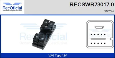Interrupteur, lève-vitre Vw TOURAN · Vw GOLF V · Seat ALTEA