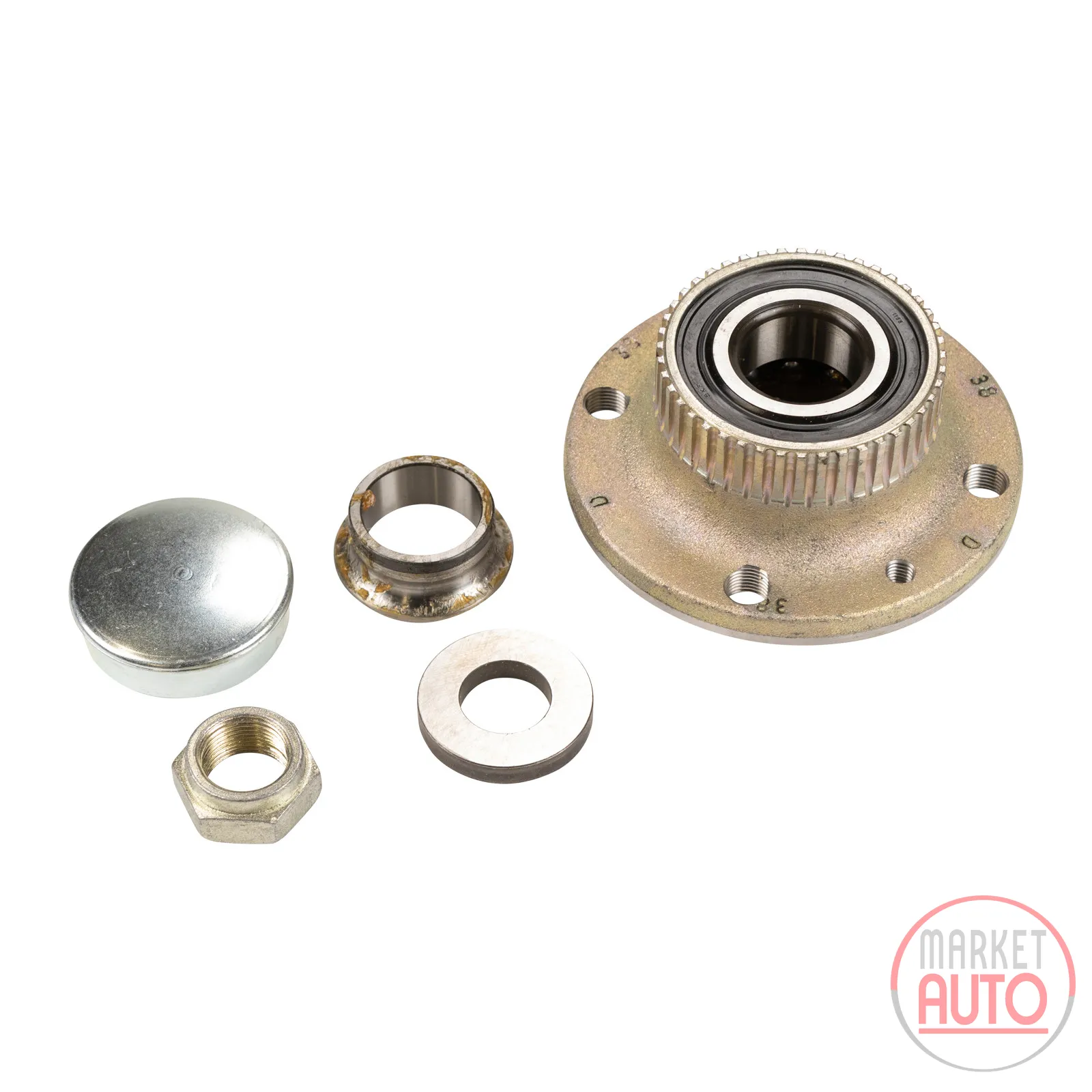 Rear wheel hub kit with ABS gearing