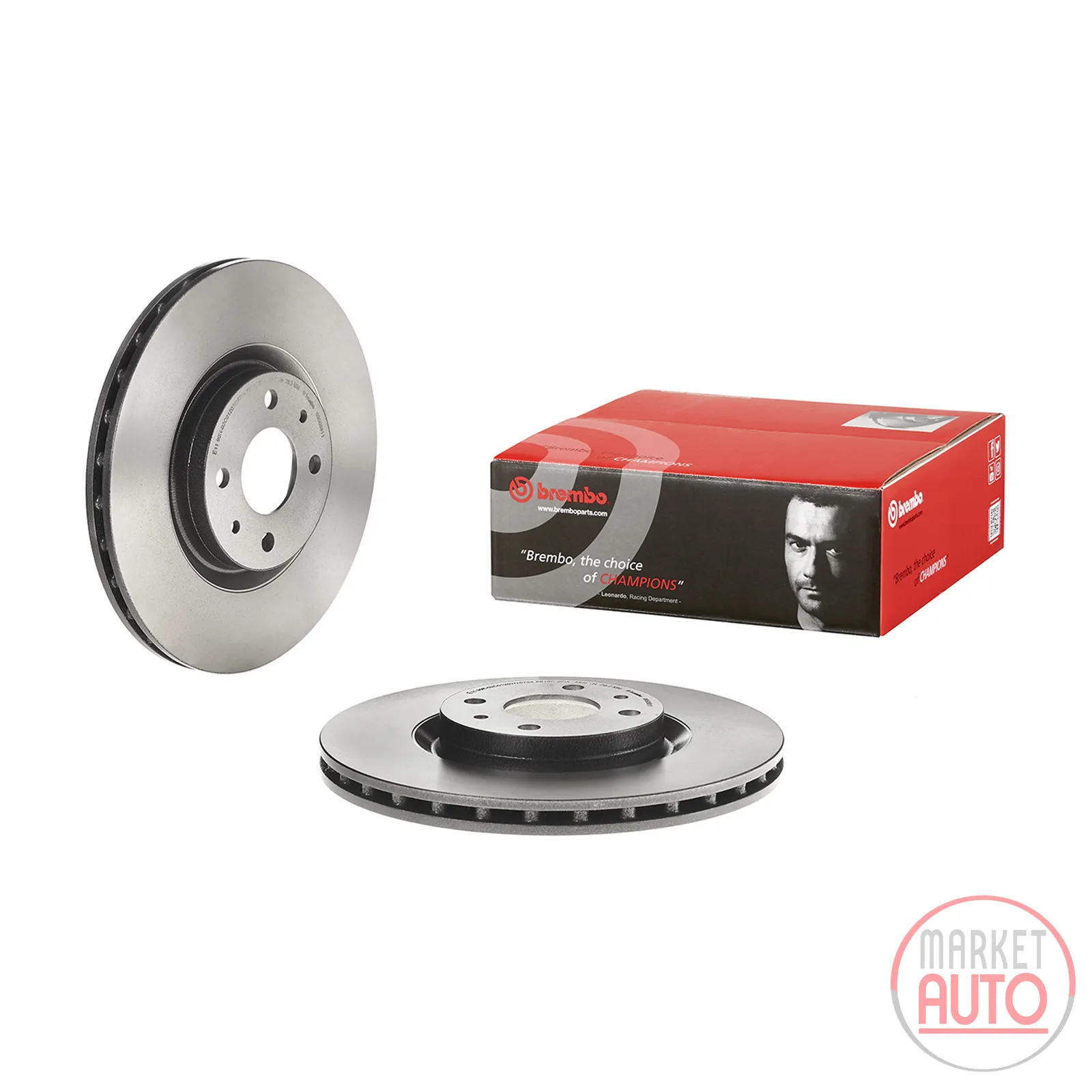 Front brake disc coated ventilated Brembo 284 mm