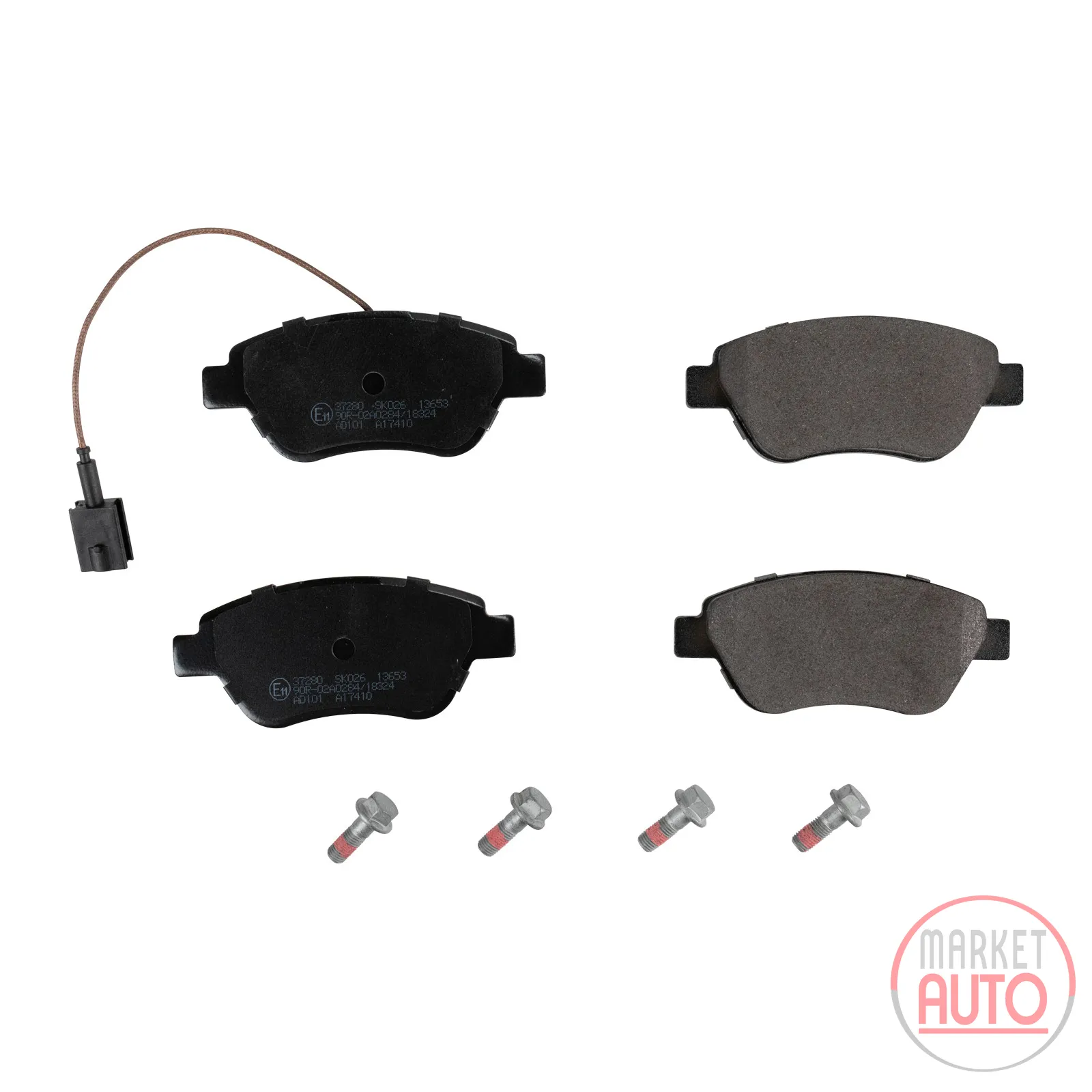 Front brake pads (1 x warning contact) + screws
