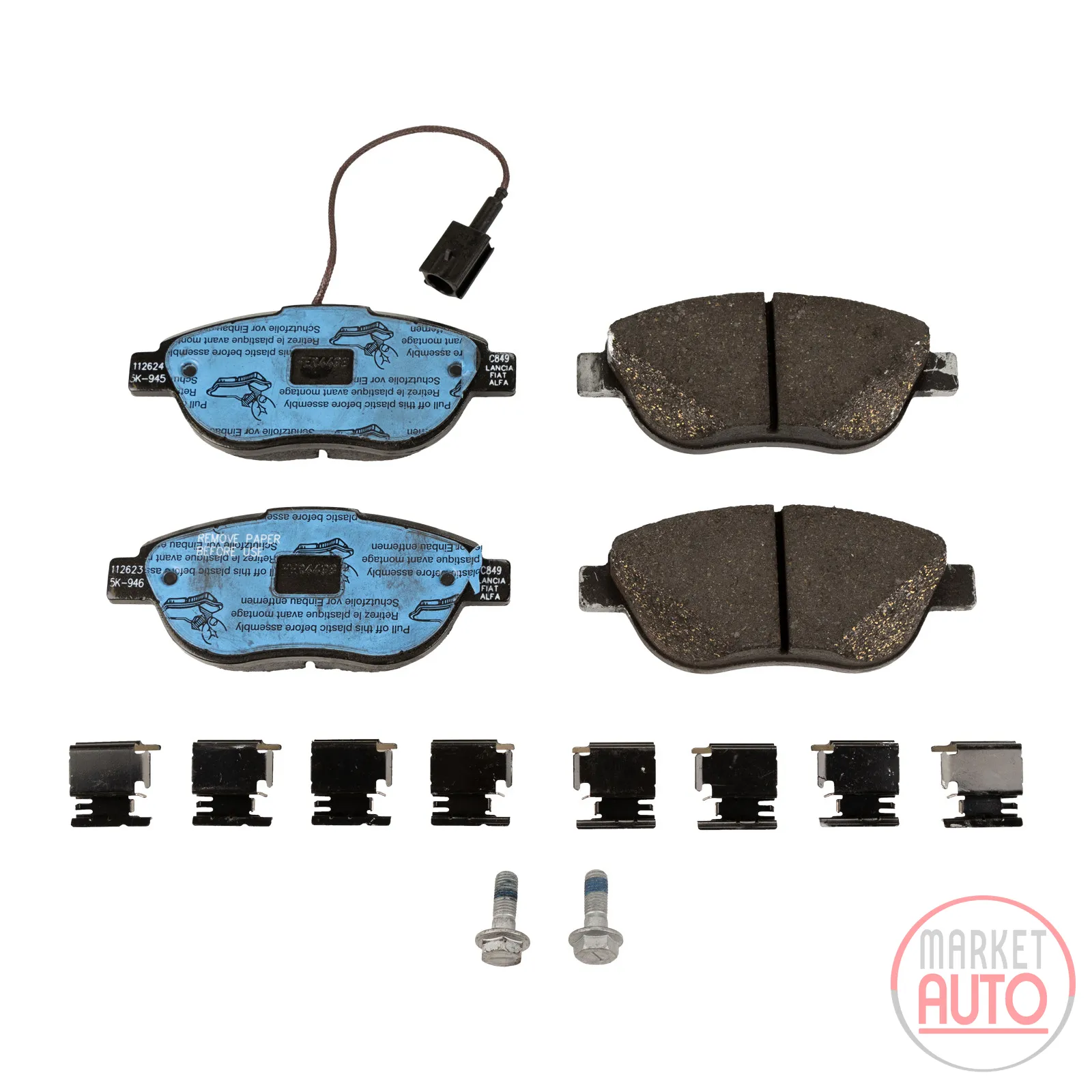 Front brake pads (with 1 warning contact)