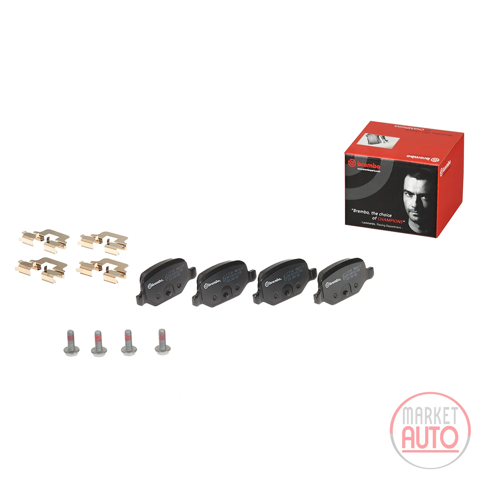 Rear brake pads with accessories/without warning contact Brembo