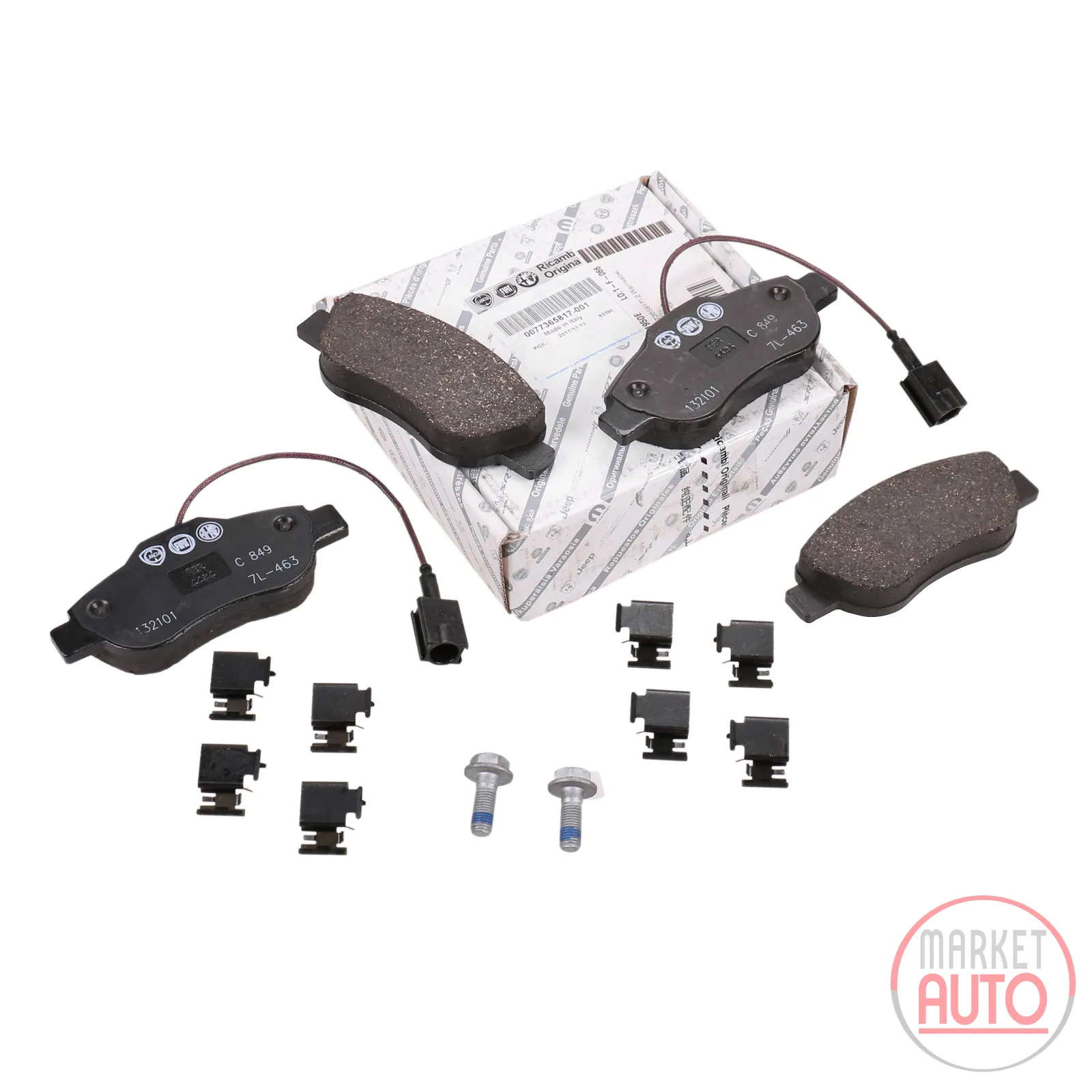 Front brake pads (OE 77365817) 2 warning cables