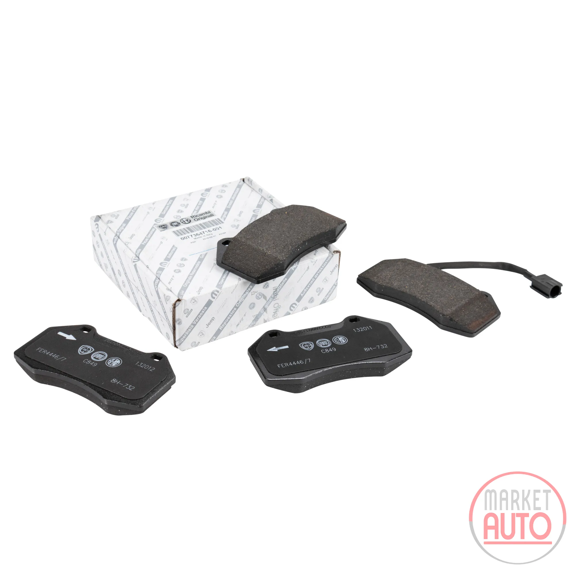 Brake pads OE front (77364716) 1x wear contact