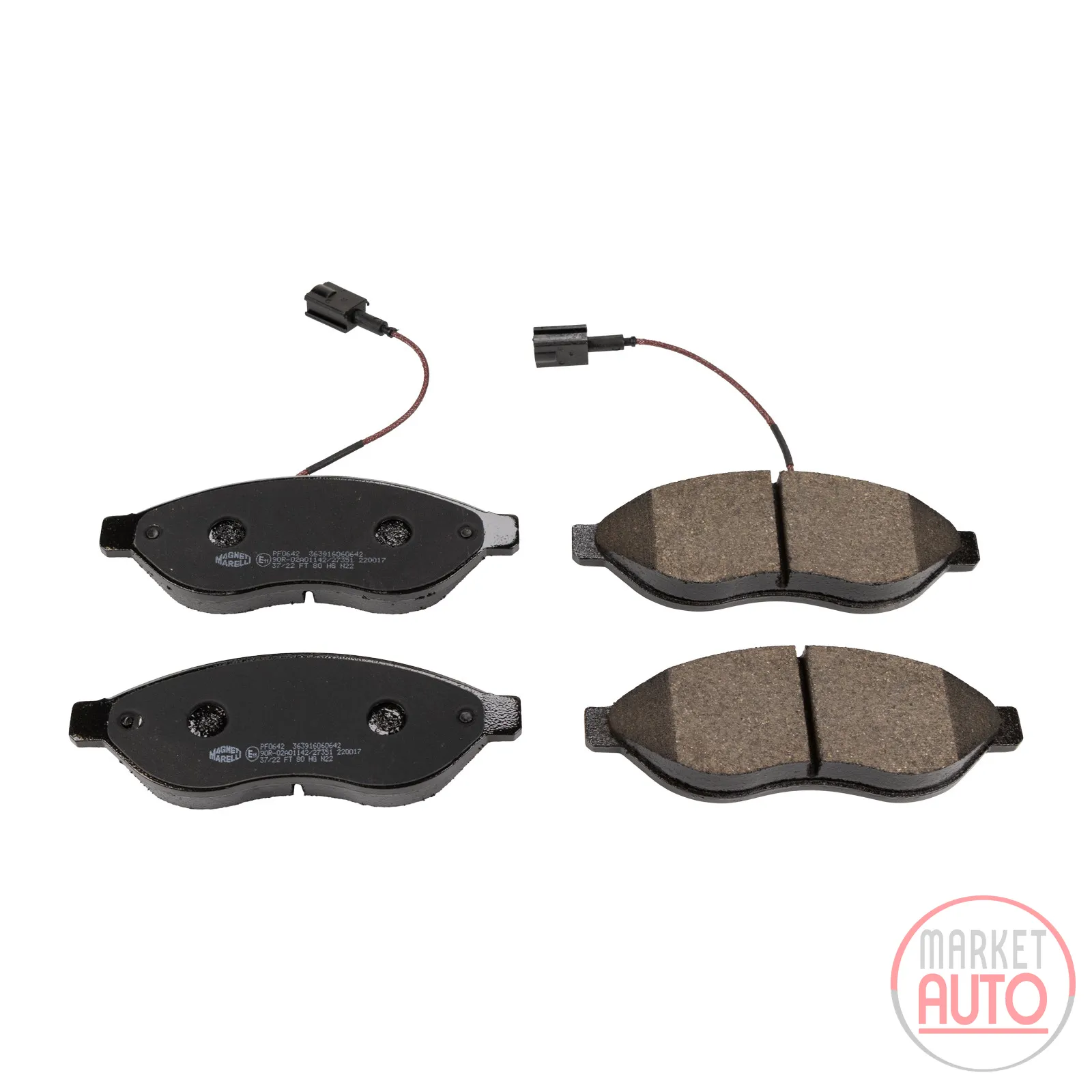 Front brake pads 2x wear cables 15 inch tires Magneti Marelli