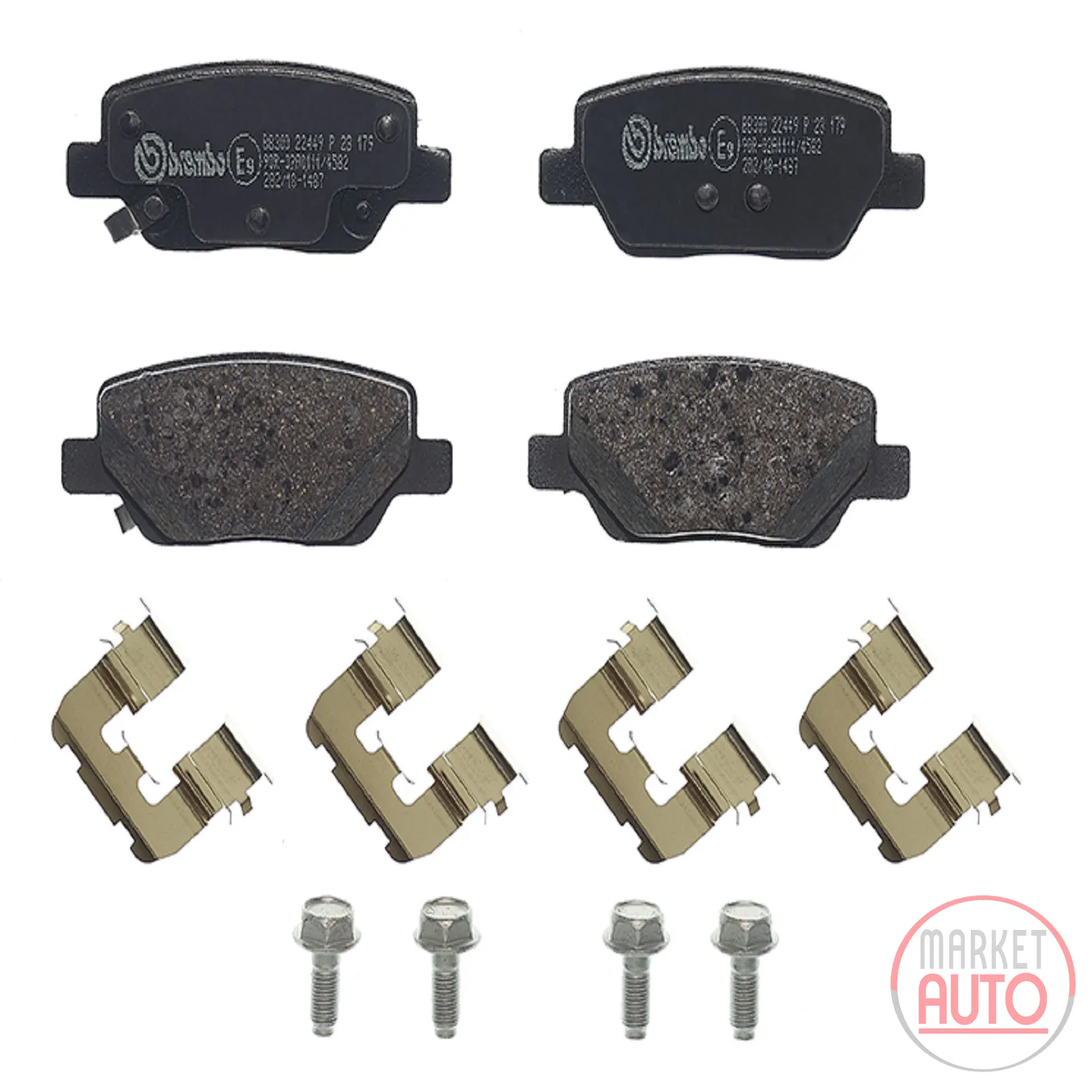 Rear brake pads including accessories Brembo