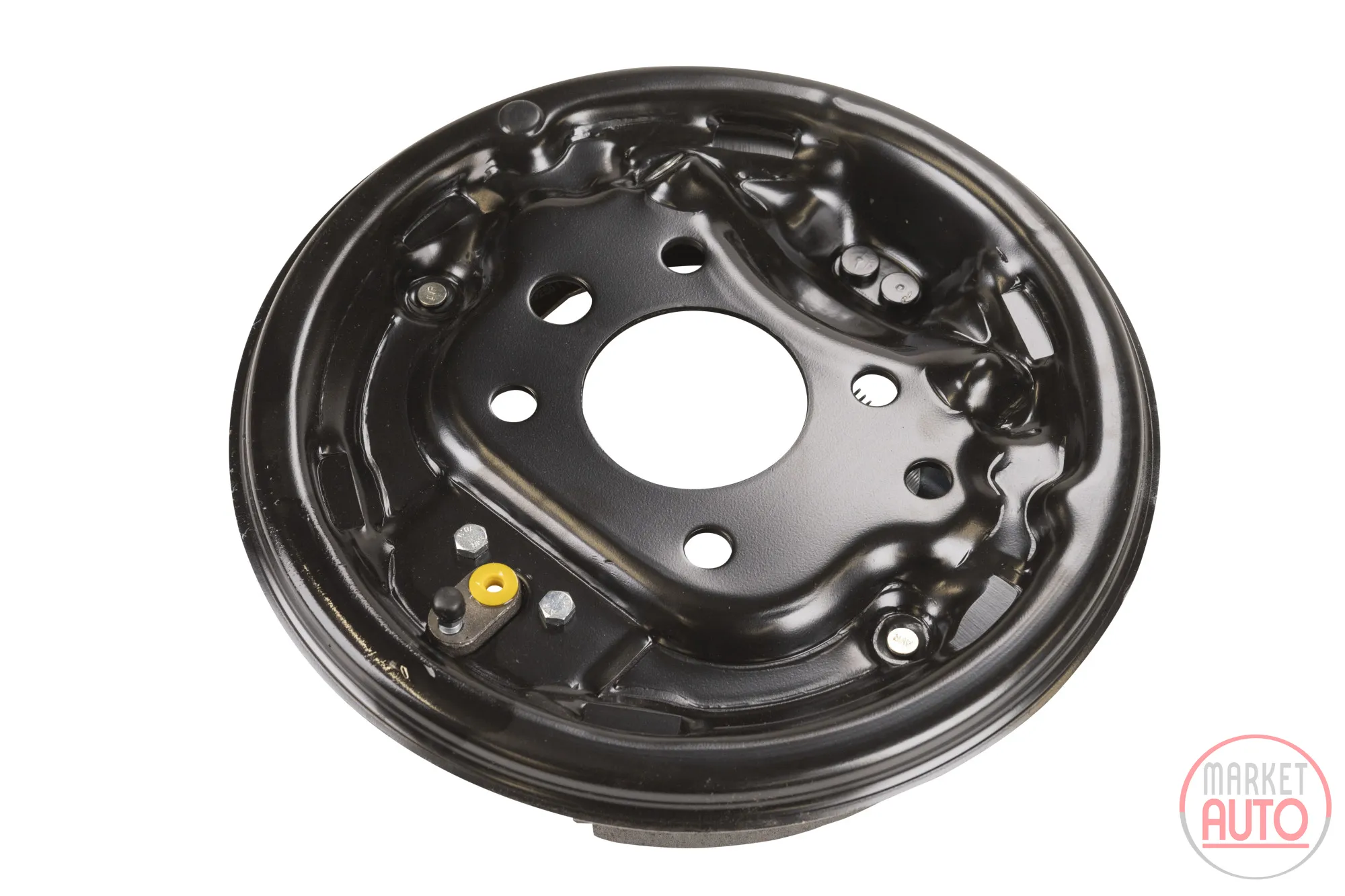 Anchor plate left pre-assembled with wheel brake cylinder 27 mm