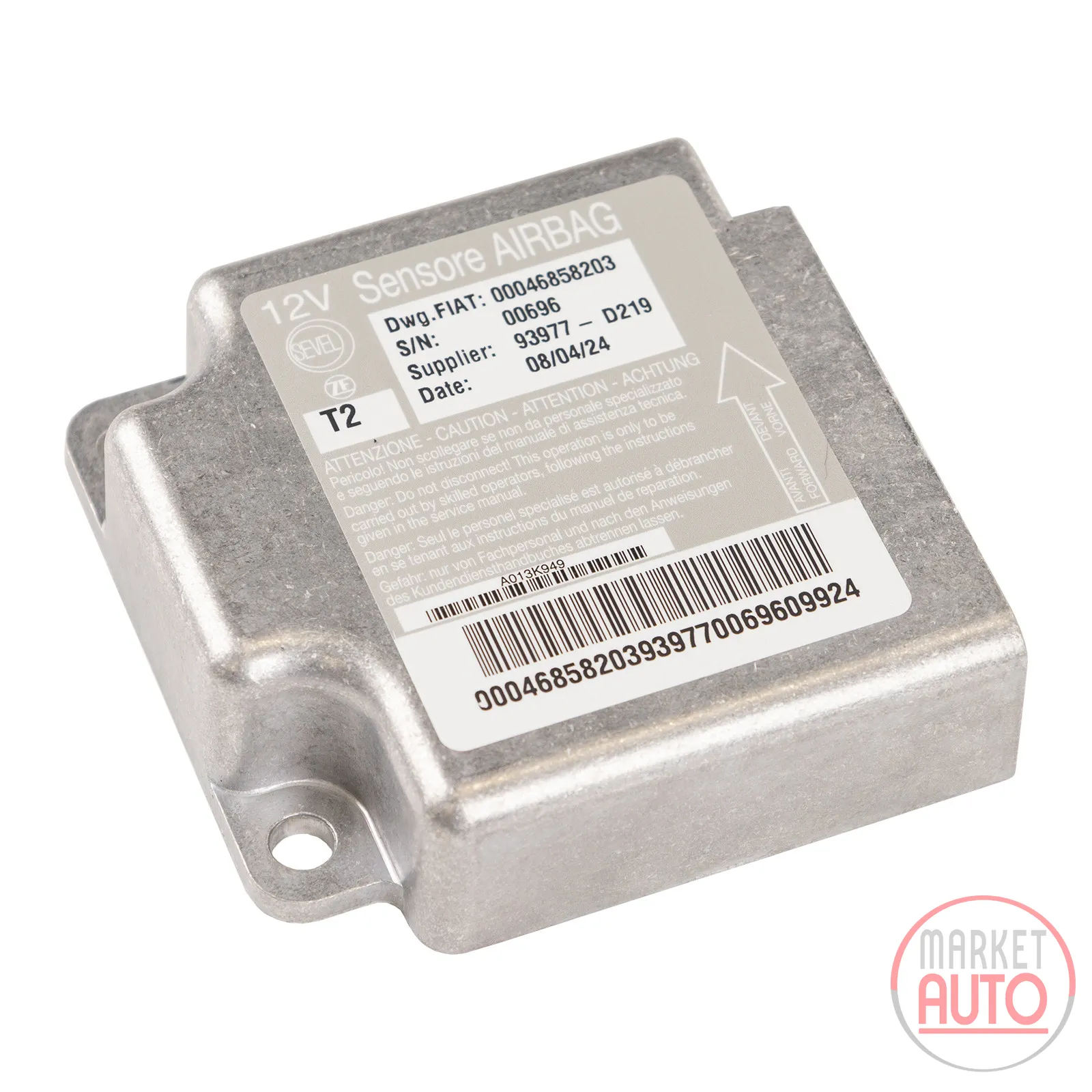 Control unit for the airbag in the knee area