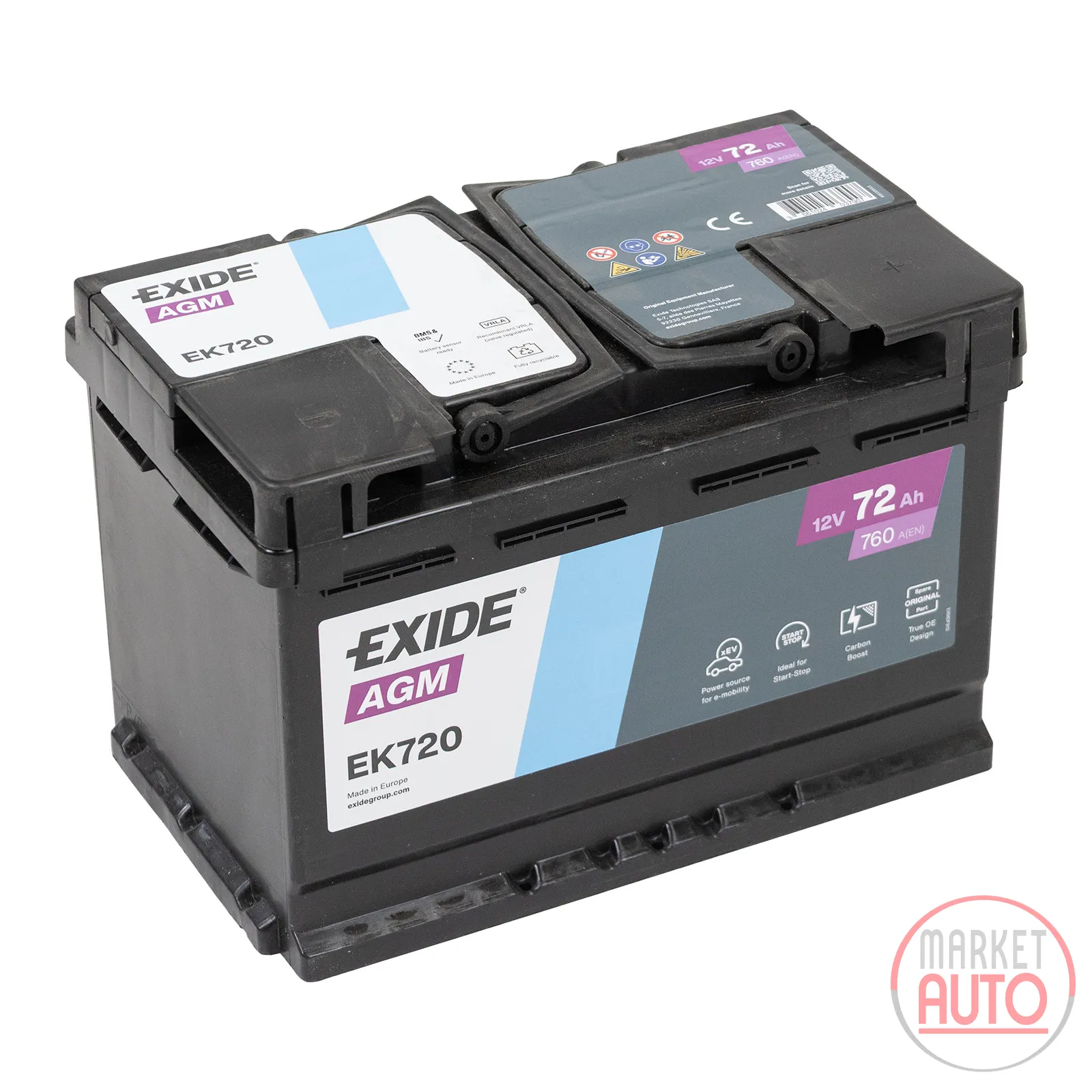AGM battery 72AH 760A EK720