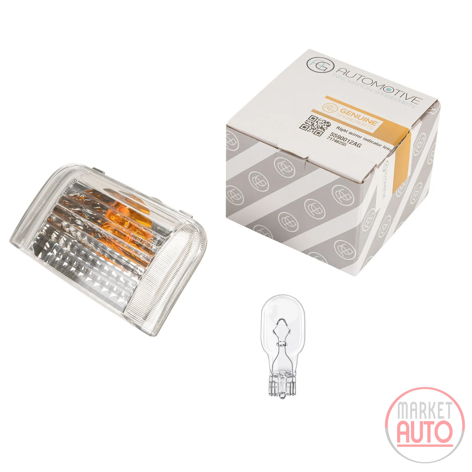 Right-hand indicator lens in the mirror for 16-watt indicator + 16-watt glass ba