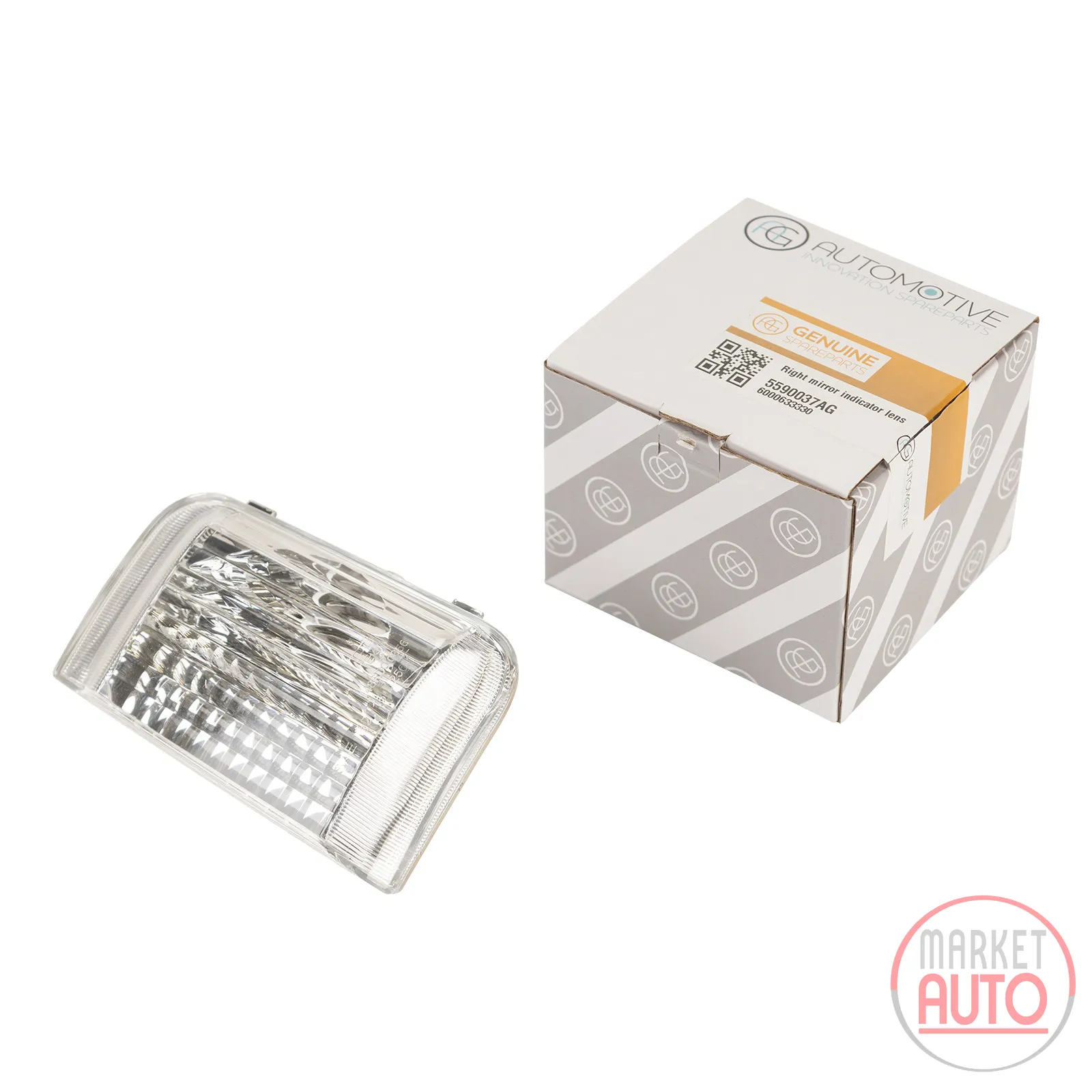 Right-hand indicator lens in the mirror for 16-watt indicators