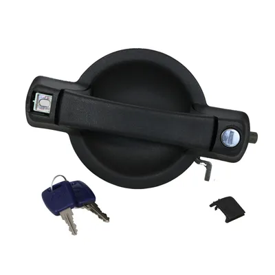 Door handle front right black with locking cylinder