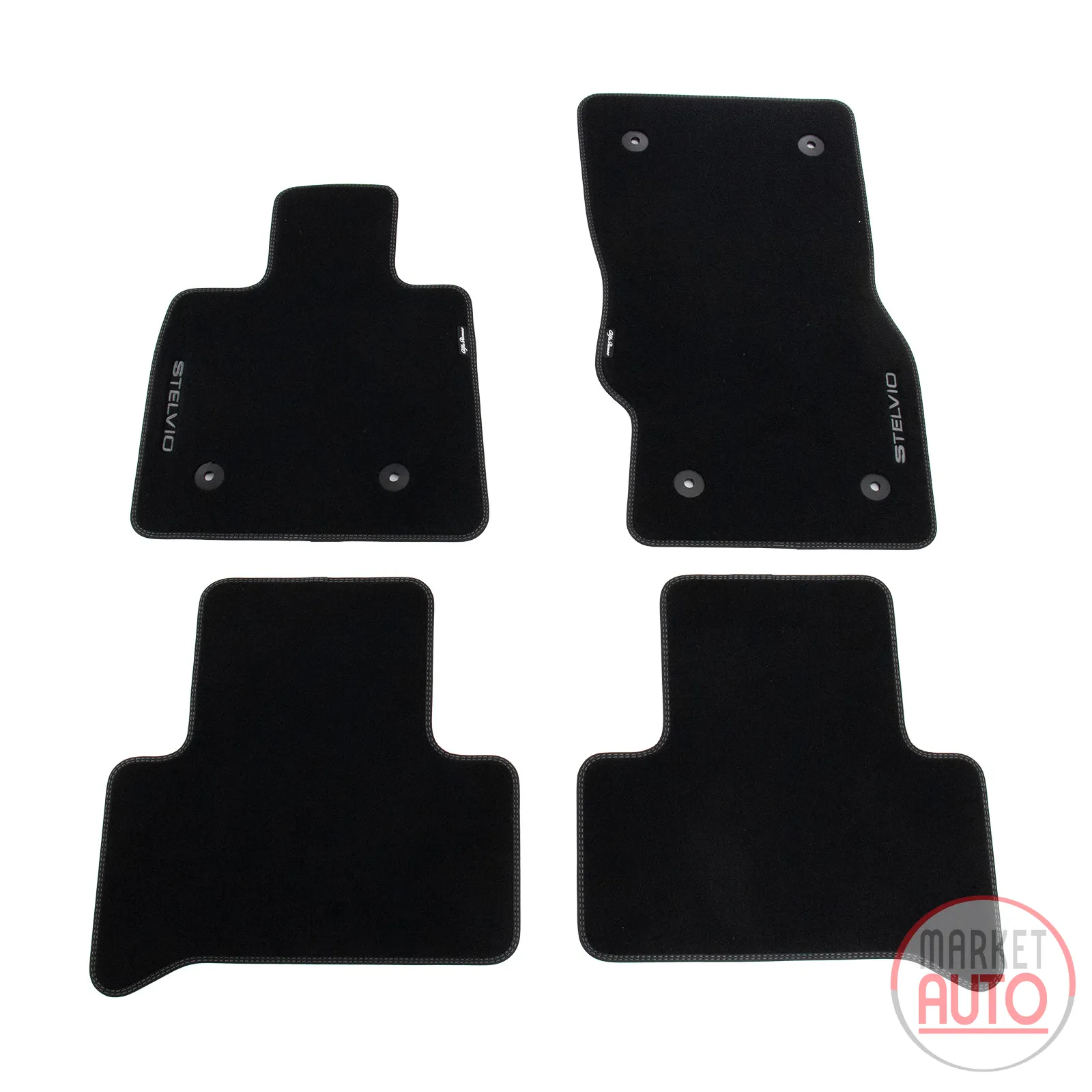 Floor mats 4-pack velour set with silver stitched Stelvio logo