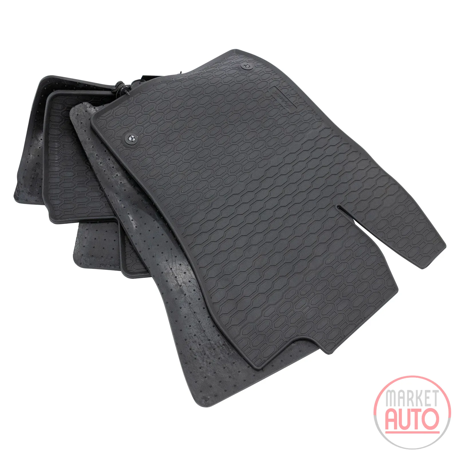 Rubber foot mat set black with high edge