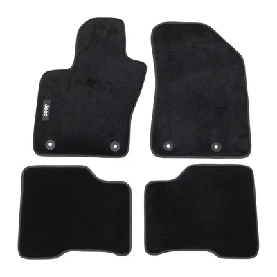 Velour floor mat set of 4 black