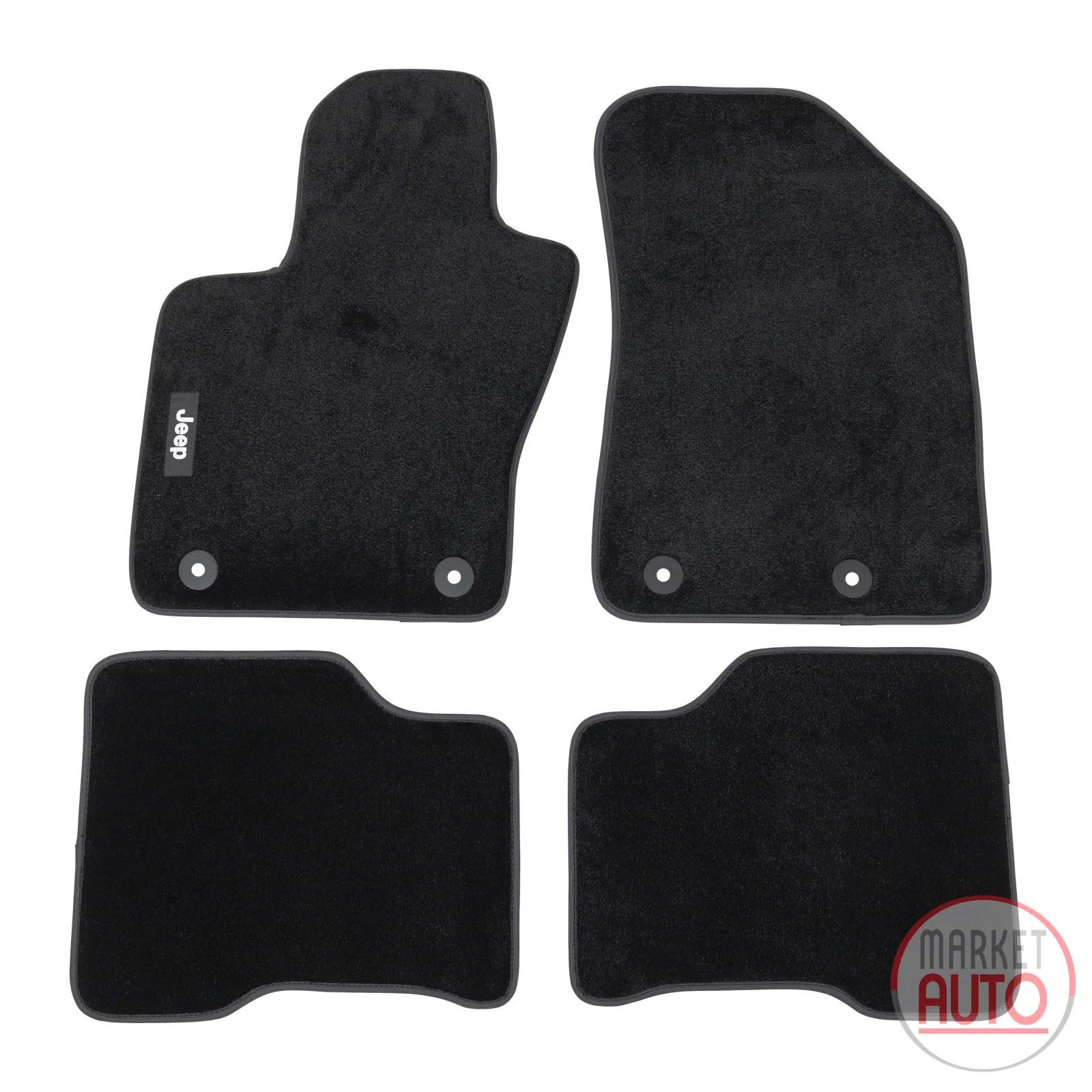 Velour floor mat set of 4 black