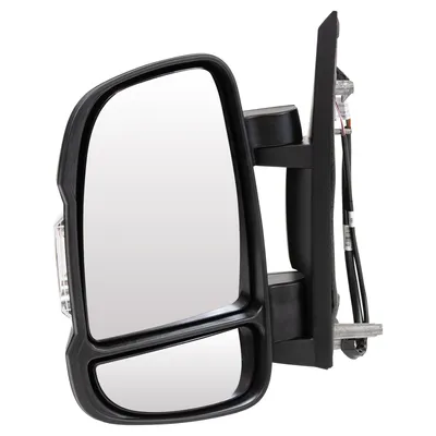 Left exterior mirror, short arm, electrically adjustable, heated, temp. sensor 1