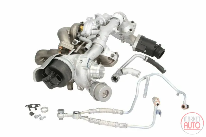Bi-turbocharger new with oil pipe kit (KKK/BorgWarner) -LVI