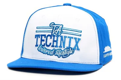 Capuchon en forme de snapback bleu/blanc