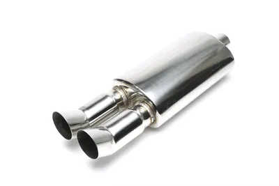 Silencieux arrière sport en acier inoxydable universel 2 x 76mm DTM rond / aiguisé