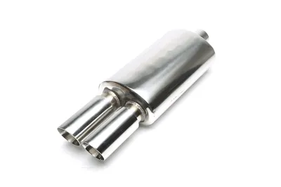 Silencieux arrière sport en acier inoxydable universel 2 x 76mm rond / biseauté / tiré vers l'intérieur