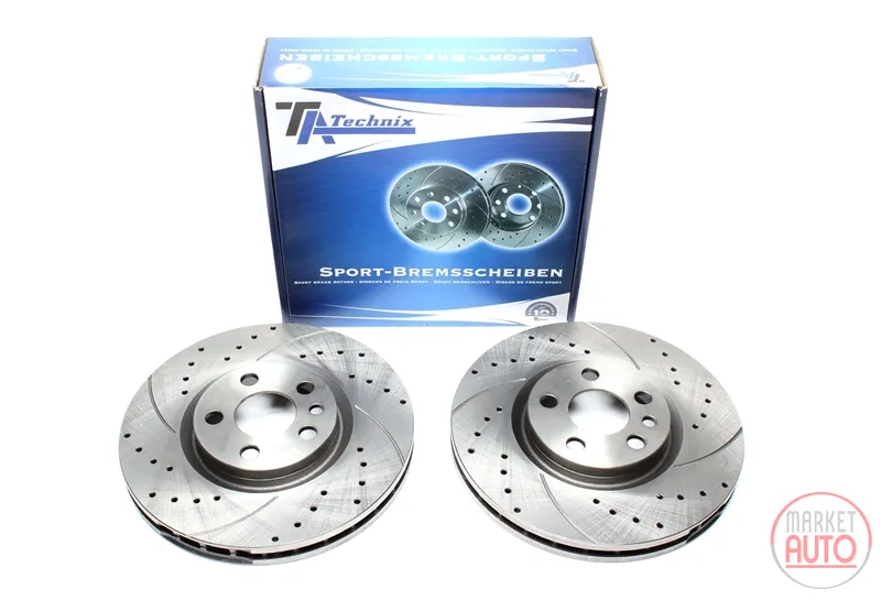 Disque de frein de sport fixé à l'essieu avant perforé + fente + ventilé à l'intérieur Citroën · Fiat · Lancia · Peugeot