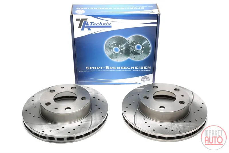 Disque de frein de sport fixé à l'essieu avant perforé + fente + ventilé à l'intérieur Citroën · Fiat · Peugeot