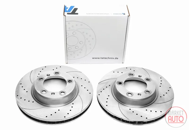 Disque de frein de sport fixé à l'essieu avant perforé + fente + ventilé à l'intérieur Porsche