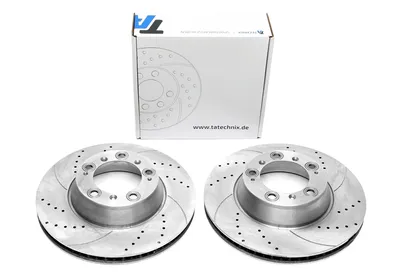 Disque de frein de sport fixé à l'essieu arrière perforé + slotté + ventilé à l'intérieur Porsche