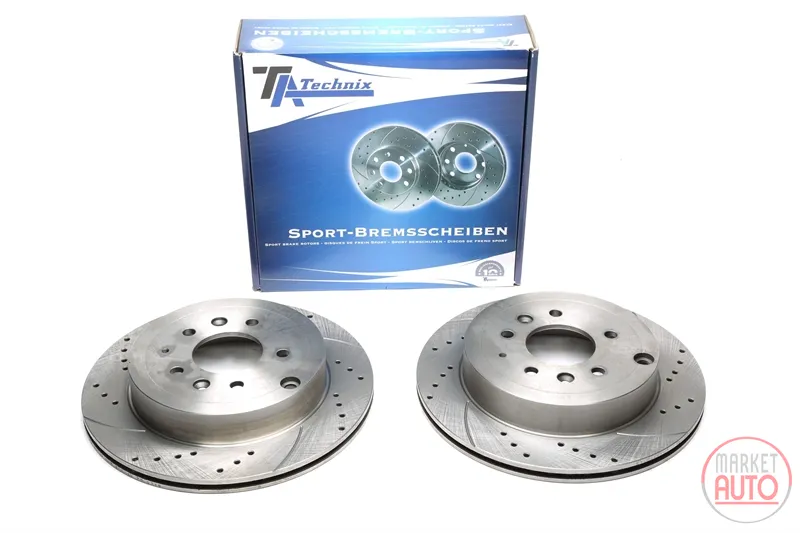 Disque de frein de sport fixé à l'essieu arrière perforé + slotté + ventilé à l'intérieur Mazda