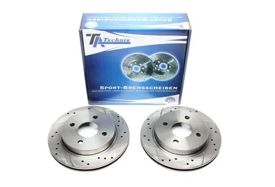Disque de frein de sport fixé à l'essieu arrière perforé + slotté + ventilé à l'intérieur Ford