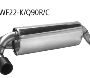 Silencieux arrière avec pot d’échappement simple, 1x Ø 90 mm LH+RH, carbone, avec soupape d’échappement