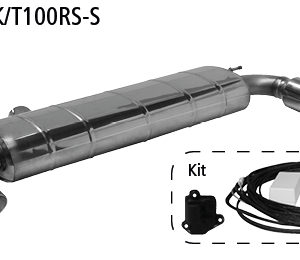 Silencieux arrière avec tuyau d’échappement simple 1x Ø 100 mm LH+RH (conception RACE), coupe oblique à 30°, avec soupape d’échappement incl. trousse 1)