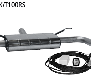 Silencieux arrière avec pot d’échappement simple 1x Ø?100?mm LH+RH (design RACE), coupe oblique à 30° avec commande de valve