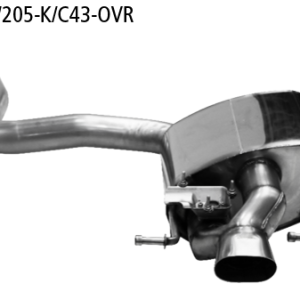 Silencieux arrière droit, avec sortie d&rsquo;échappement ovale 90×60 mm, pour jupe arrière standard, avec trappe d&rsquo;échappement, pour modèles avec trappe d&rsquo;échappement standard