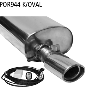 Silencieux arrière avec soupape d&rsquo;échappement et tuyau d&rsquo;échappement simple 1x ovale 120×80 mm