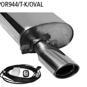 Silencieux arrière avec soupape d’échappement et tuyau d’échappement simple 1x ovale 120×80 mm