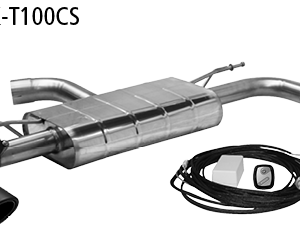 Silencieux arrière avec tube de sortie simple gauche. + à droite 1 x Ø 100 mm, carbone, coupe 30° (style RACE) avec valve d’échappement