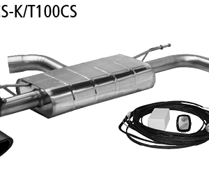 Silencieux arrière avec tube de sortie simple gauche. + à droite 1 x Ø 110 mm, carbone, coupe 25° (style RACE) avec valve d’échappement