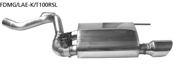 Silencieux arrière avec sortie d’échappement simple 1 x Ø 100 mm LH, incliné 30°, avec trappe d’échappement