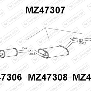 Silencieux arrière|VENEPORTE Z60140300C-Z60140300D-Z60140300E-Z60140300F-Z60440300A